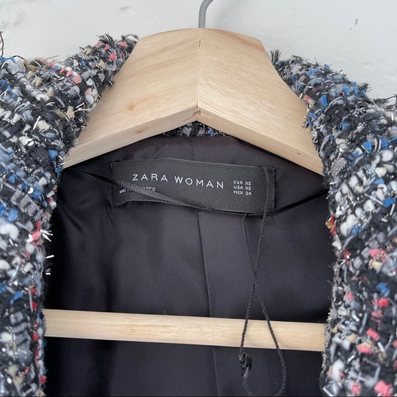 Zara Metallic Tweed Boucle Jacket Pearl Buttons - Picture 11 of 11